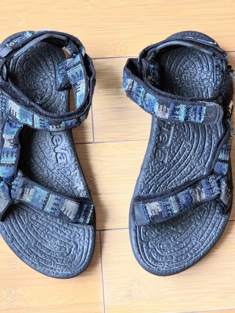 Teva Terradactyl Sport Sandals Blue Aztec Geo Strap Thick Tread Men's 9 Hiking